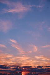 stock photo of spectacular sunset clouds at evening