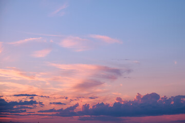 Obraz premium stock photo of spectacular sunset clouds at evening