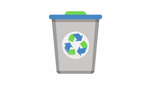 Recycle bin dustbin recycling environment friendly zero waste solar panel 4k animation