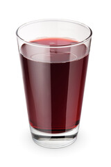 Glass of fresh red juice isolated on white.
