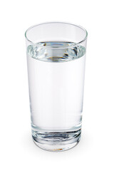 Glass of clean spring water isolated on white.