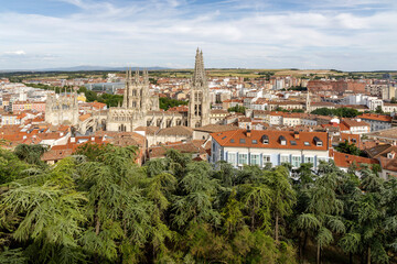 view of burgos cathedral, castilla y leon, spain. - obrazy, fototapety, plakaty