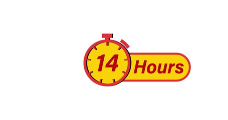 14 Hours timers Clocks, Timer 14 Hour icon, countdown icon. Time measure. The chronometer icon is isolated on white background