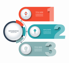 Infographic template with 3 steps, options, parts. Can be used for business presentation, brochure, diagram, chart, web design, data visualization. Vector illustration
