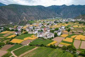 Fototapeta na wymiar chinese village & field in the mountain in Cichuan