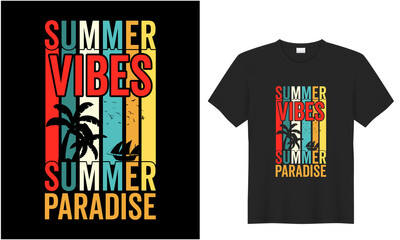 summer t-shirt design template for prints t shirt fashion clothing poster, tote bag, mug and merchandise