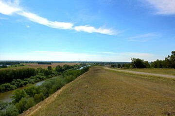 Nature and the river with an unfinished bridge