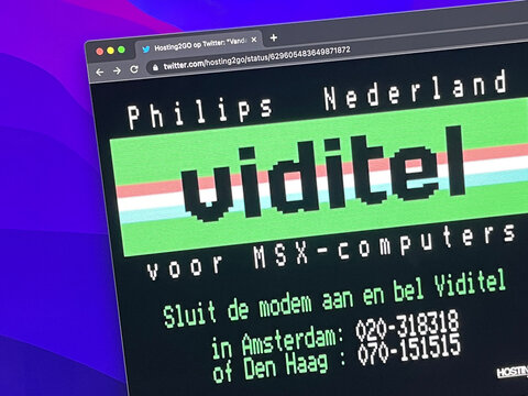 Amsterdam, the Netherlands - June 26, 2022: Screenshot of Viditel, a Dutch predecessor of the Internet. The service was available from 1980 to 1989.