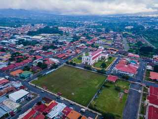 Beautiful aerial view of the Santo Domingo Church in Heredia Costa Rica