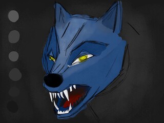 Wolf sketch with color 
