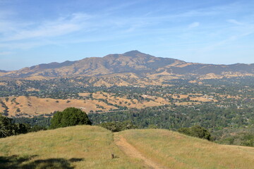 Fototapeta na wymiar The Corduroy Hills trail in the Las Trampas Wilderness of Northern California