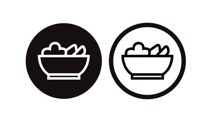 Vector Isolated Illustration of a Food Bowl. Black and White Food Bowl Icon