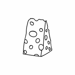 Doodle holland cheese icon in vector isolated on white. Hand drawn holland cheese icon in vector isolated on white