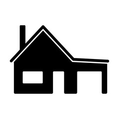 House with garage icon. Black silhouette. Front view. Vector simple flat graphic illustration. Isolated object on a white background. Isolate.