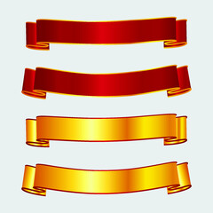 Elegant Red And Golden Ribbon Banner Design