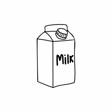 recommend clip art: Doodle milk container icon in vector. Hand drawn milk container in vector isolated on white. Doodle milk jug in vector