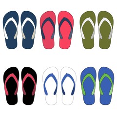 Illustration flip flops with colors and white background fashion or other products