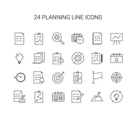 Line icon set. Planning pack. Vector Illustration
