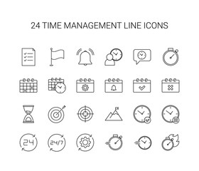 Line icon set. Time management pack. Vector Illustration