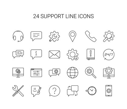 Line icon set. Support pack. Vector Illustration