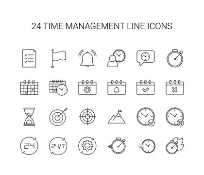Line icon set. Time management pack. Vector Illustration