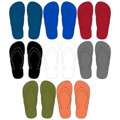 Illustration flip flops with colors and white background fashion or other products