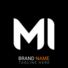 Mi Letter Logo design. black background.