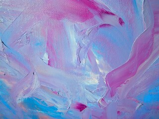Close up of blue brush strokes of oil paint. Hand drawn in oil. abstract artistic background. Oil...