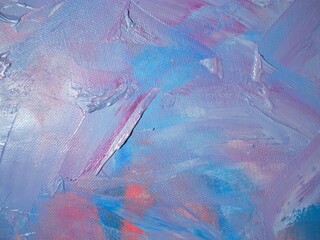 close up of abstract background with light blue and purple acrylic paint