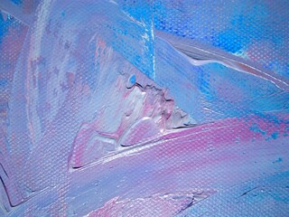 Abstract blue and pink oil hand painting background on canvas