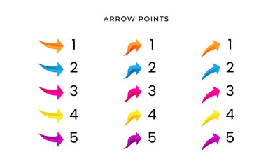 Colorful bullet arrow point number with gradient free vector