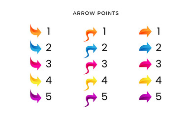 Colorful bullet arrow point number with gradient free vector - obrazy, fototapety, plakaty
