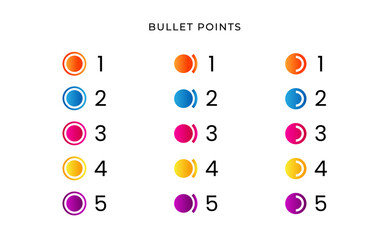 Colorful bullet point number gradient Free Vector - obrazy, fototapety, plakaty