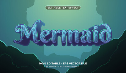 Mermaid text effect. Editable underwater text effect with fish scales texture © AF DigitalArtStudio