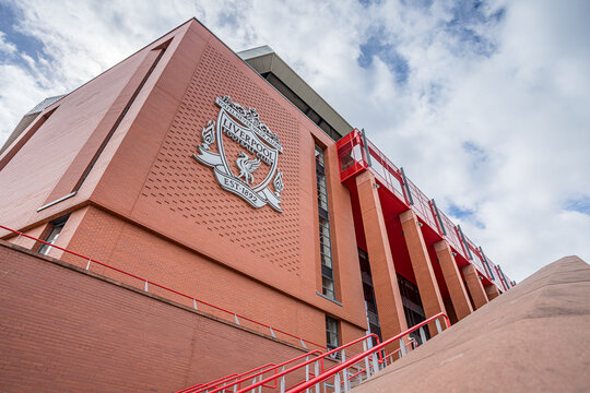 Looking up at the Main Stand at Anfield