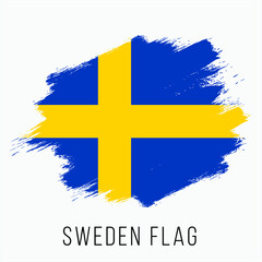 Sweden Vector Flag. Sweden Flag for Independence Day. Grunge Sweden Flag. Sweden Flag with Grunge Texture. Vector Template.