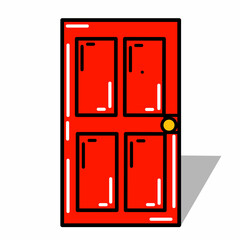 Illustration of a red door. Red door flat design.