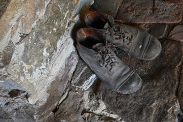 old leather men's boots still life