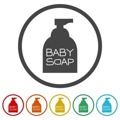 Baby soap icons in color circle buttons