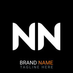 Nn Letter Logo design. black background.