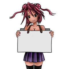 Anime girl holding a sign