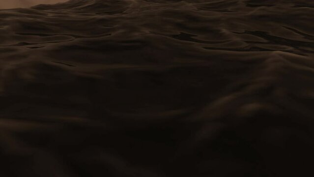 A bright rising seething ocean . Design. A huge black whale in animation that swims under huge waves.