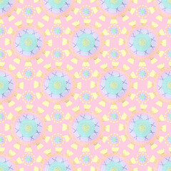 Abstract round seamless pattern. Rainbow sun