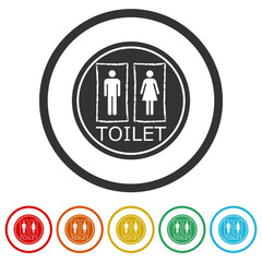 Toilets Icon Unisex icons in color circle buttons