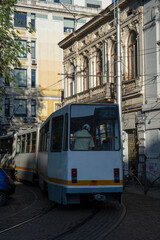 Light rail train in Bucharest Romania