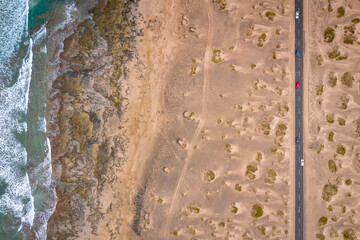 aerial view of sea beach and road 