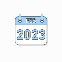 February 2023 Calendar Thin Line Icon Minimal style. February 2023 Business Calendar Planner Flat Vector Icon. Vector Illustration	