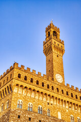 Fototapeta na wymiar Palazzo Vecchio in Florence at Sunset