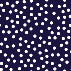 White polka dots on a blue background