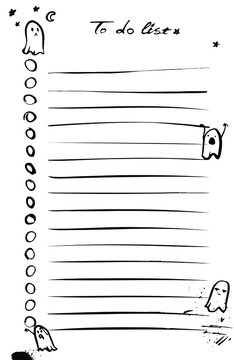 Template of to do list with ink scribles. Doodle elements on border 